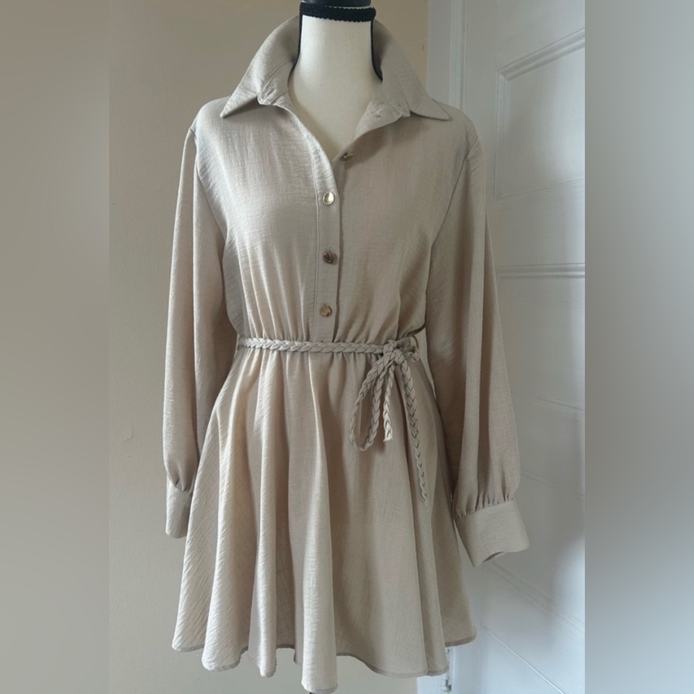 Zara Shirt Dress with Braided Belt NWT
